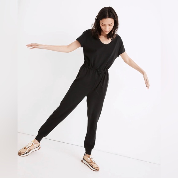 Madewell Pants - Madewell MWL Breeze Drawstring Jumpsuit Black Soft Knit LARGE